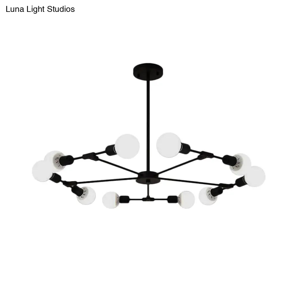 Metallic Black/Gold Chandelier: Modern 6/8 Light Industrial Ceiling Fixture For Bedroom