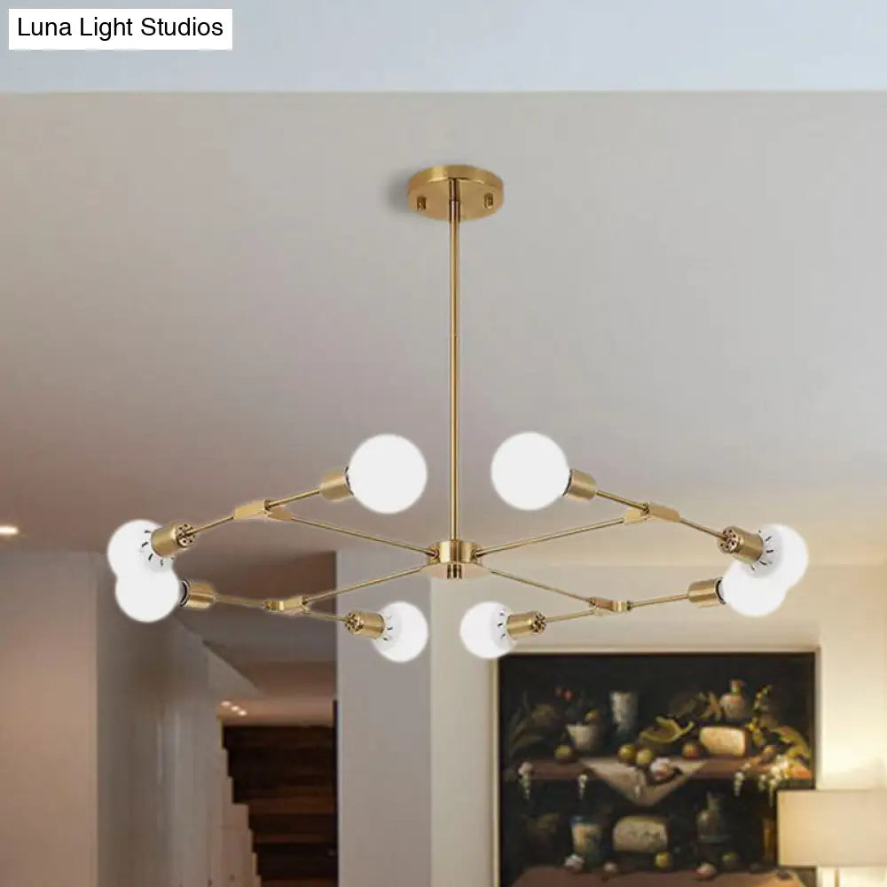 Metallic Black/Gold Chandelier: Modern 6/8 Light Industrial Ceiling Fixture For Bedroom