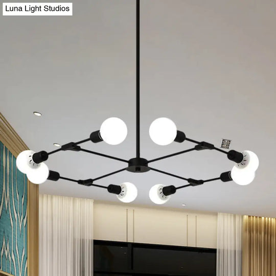 Metallic Black/Gold Chandelier: Modern 6/8 Light Industrial Ceiling Fixture For Bedroom