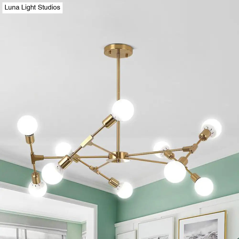 Metallic Black/Gold Chandelier: Modern 6/8 Light Industrial Ceiling Fixture For Bedroom 10 / Gold