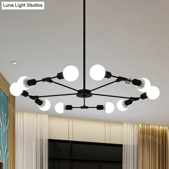 Metallic Black/Gold Chandelier: Modern 6/8 Light Industrial Ceiling Fixture For Bedroom 10 / Black