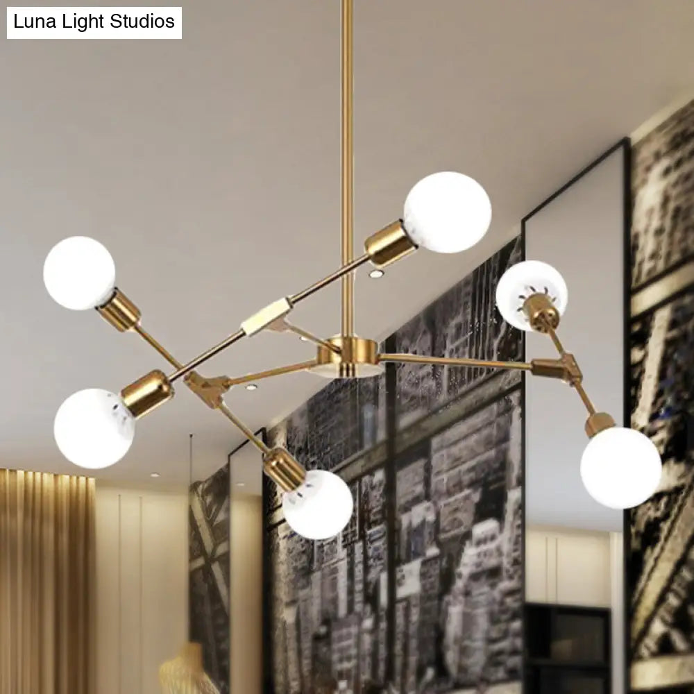 Industrial Style Metallic Black/Gold Chandelier Ceiling Light Fixture - 6/8 Lights For Bedroom