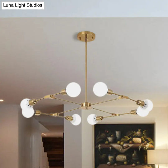 Industrial Style Metallic Black/Gold Chandelier Ceiling Light Fixture - 6/8 Lights For Bedroom