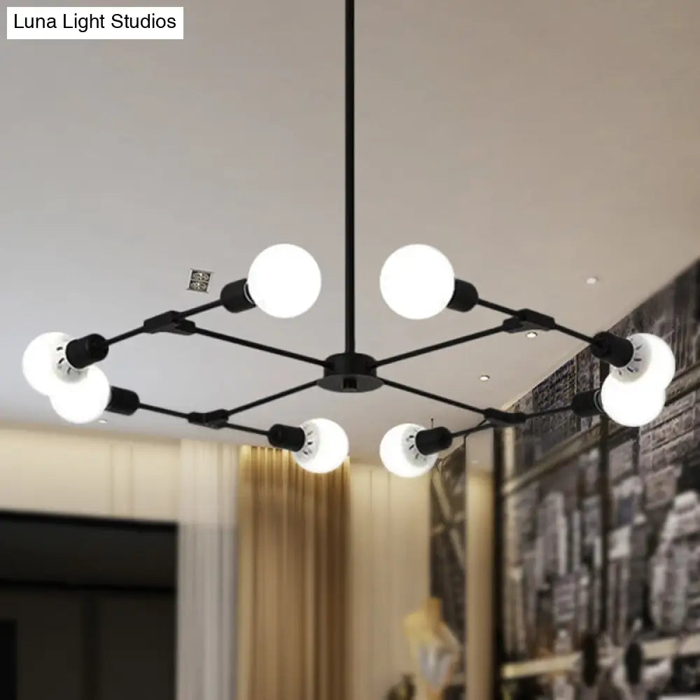 Metallic Black/Gold Chandelier: Modern 6/8 Light Industrial Ceiling Fixture For Bedroom 8 / Black