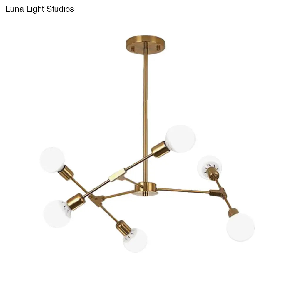 Metallic Black/Gold Chandelier: Modern 6/8 Light Industrial Ceiling Fixture For Bedroom