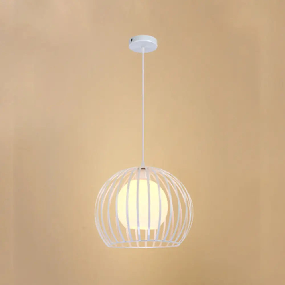 Industrial Style Metallic Global Cage Ceiling Hanging Light Black/White Suspension Ideal For Living