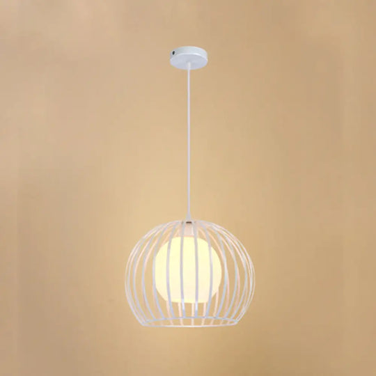 Industrial Style Metallic Global Cage Ceiling Hanging Light Black/White Suspension Ideal For Living