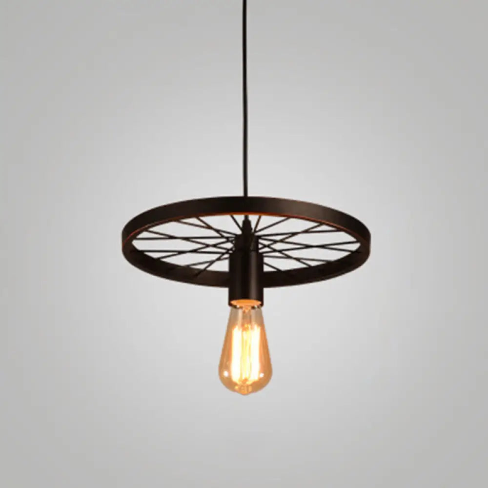 Industrial Style Metallic Multi-Light Pendant With Wheel Design - Perfect For Restaurants 1 / Black