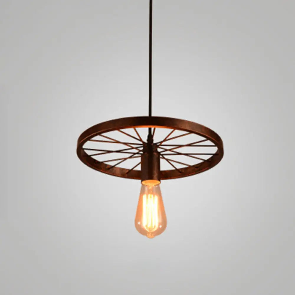 Industrial Style Metallic Multi-Light Pendant With Wheel Design - Perfect For Restaurants 1 / Rust