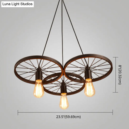 Metallic Industrial Style Multi-Light Pendant With Wheel Design Perfect For Restaurants