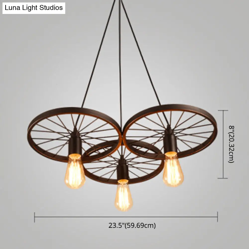 Industrial Style Metallic Multi-Light Pendant With Wheel Design - Perfect For Restaurants