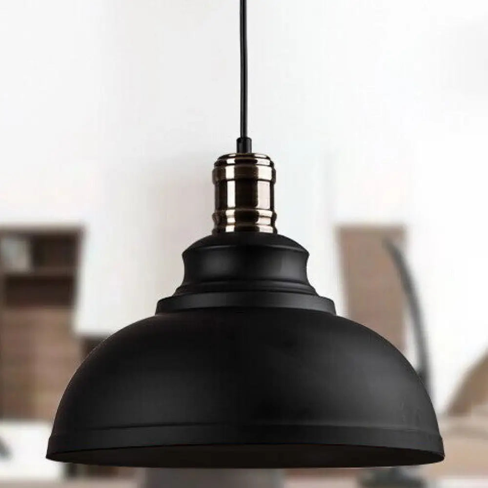 Industrial Style Metallic Pendant Ceiling Light - 12’/14’/16’ Dia 1 Bowl Shade Black/White