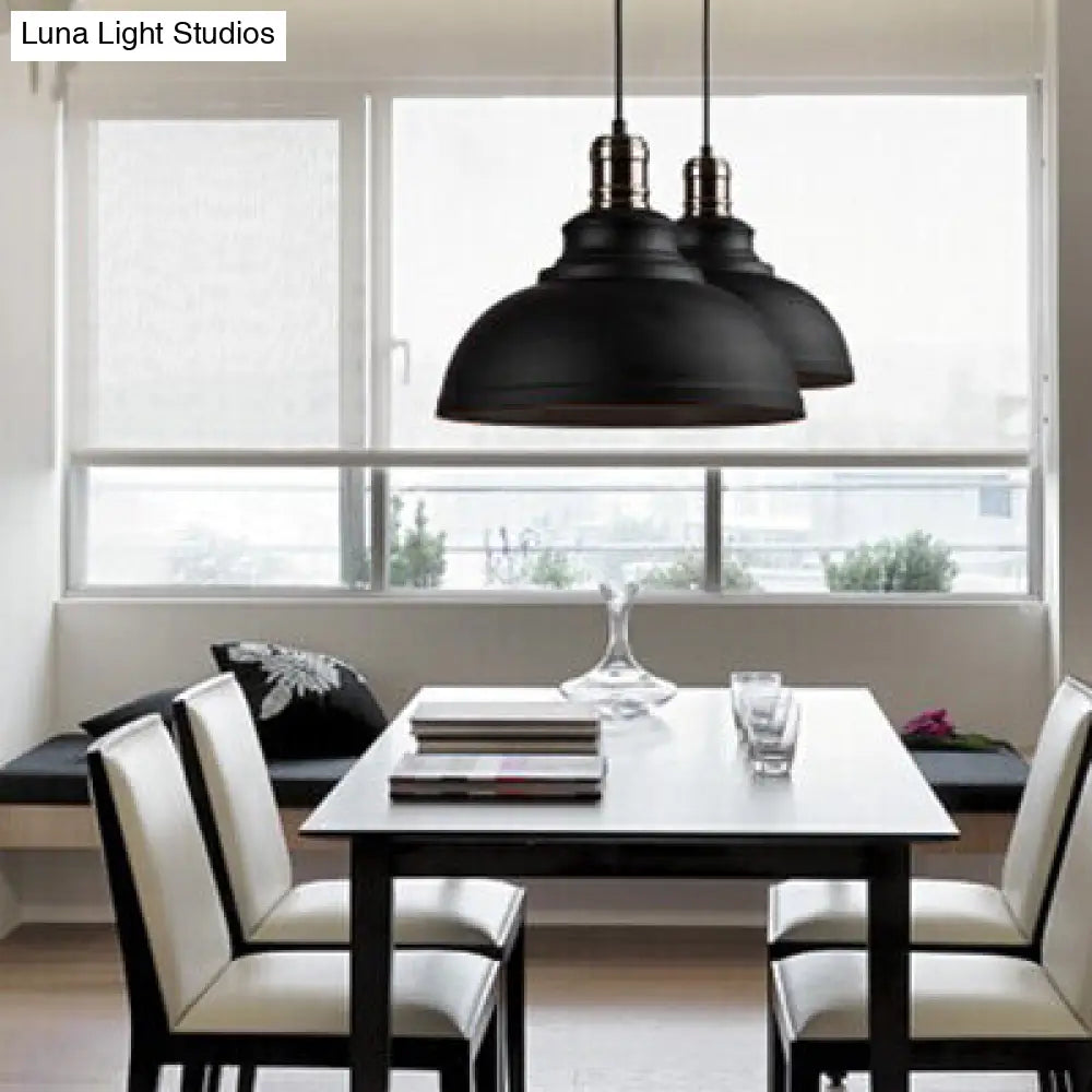 Industrial Style Metallic Pendant Ceiling Light - 12/14/16 Dia 1 Bowl Shade Black/White Inner