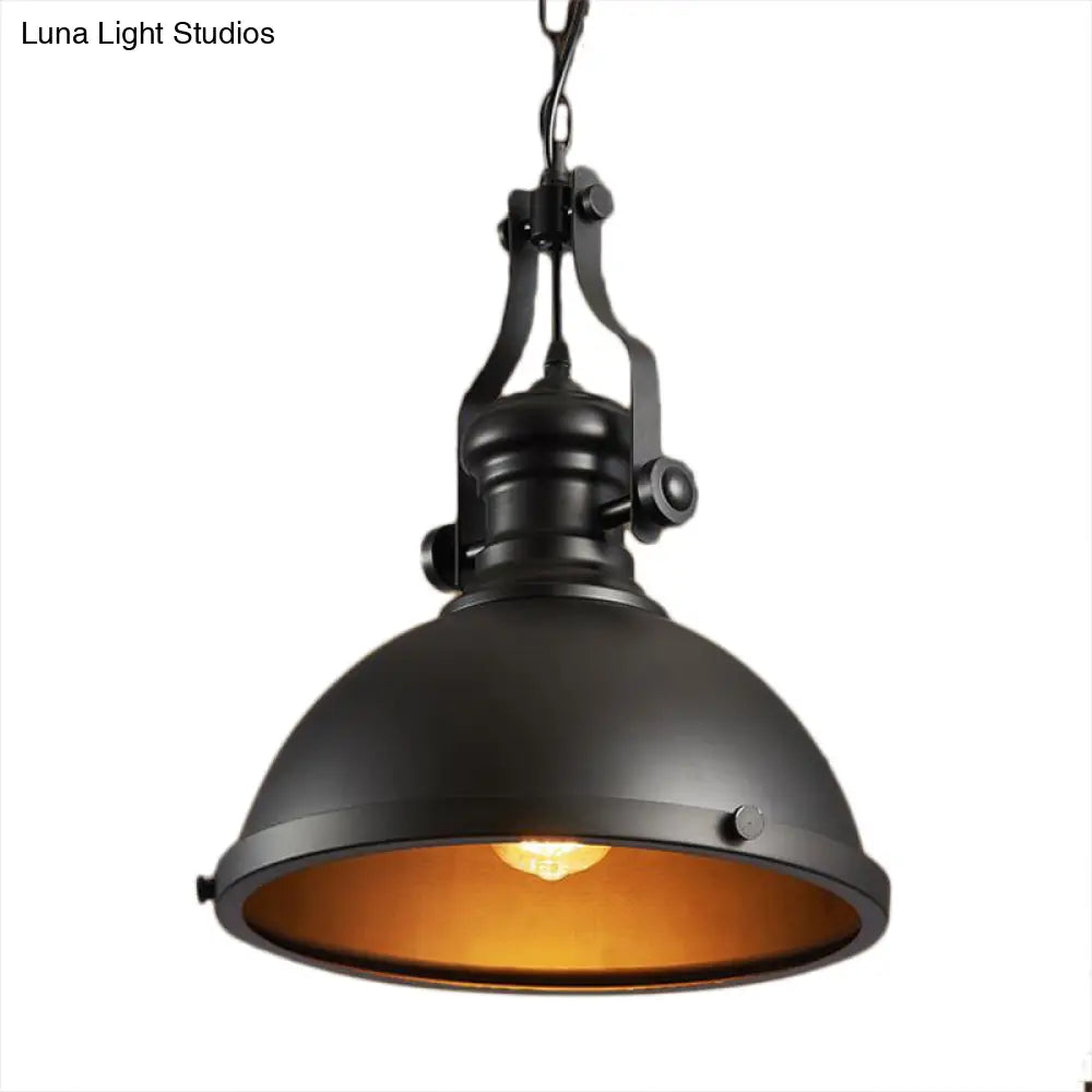 Industrial Style Metallic Pendant Light With Dome Shade - 1 Ceiling Fixture For Dining Room Hanging