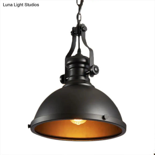 Industrial Style Metallic Pendant Light With Dome Shade - 1 Ceiling Fixture For Dining Room Hanging