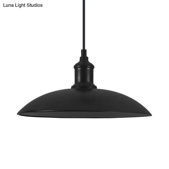 Industrial Style Metallic Saucer Pendant Light - 12.5’/16’ W 1 Black/White For Living Room Ceiling