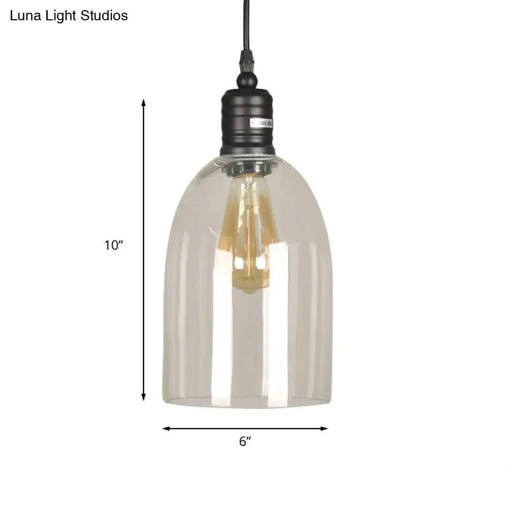 Industrial Black Clear Glass Pendant Ceiling Light - Sleek Jug Style Fixture With One Bulb