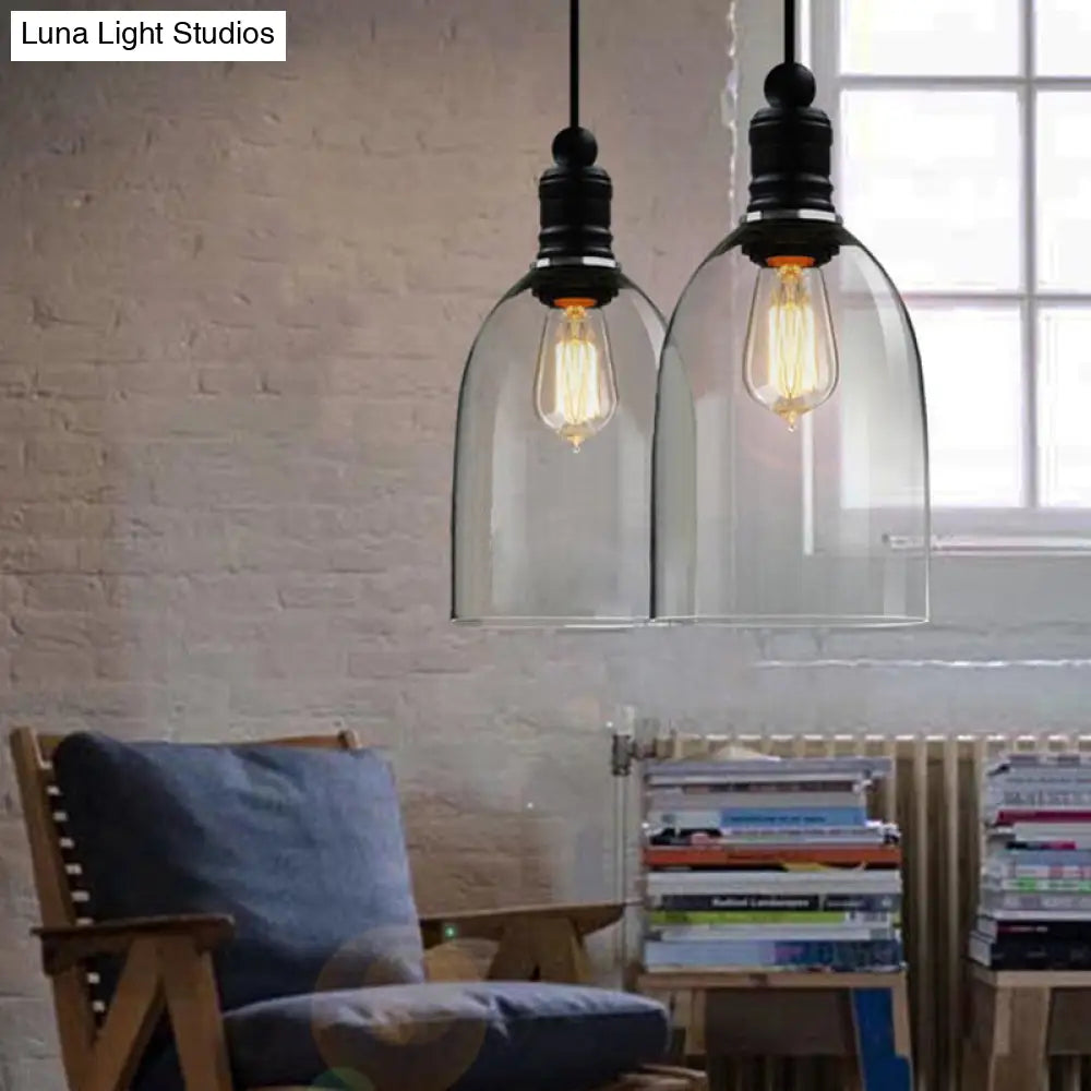 Industrial Black Clear Glass Pendant Ceiling Light - Sleek Jug Style Fixture With One Bulb