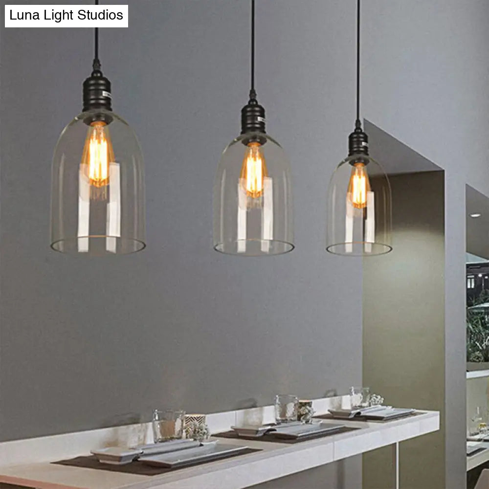 Industrial Black Clear Glass Pendant Ceiling Light - Sleek Jug Style Fixture With One Bulb