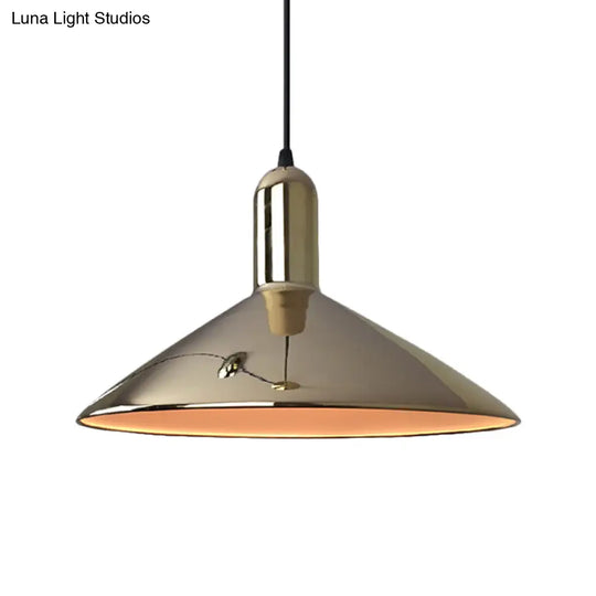 Industrial Style Pendant Light Fixture For Living Room - Iron Gold/Silver Down Lighting Tapered