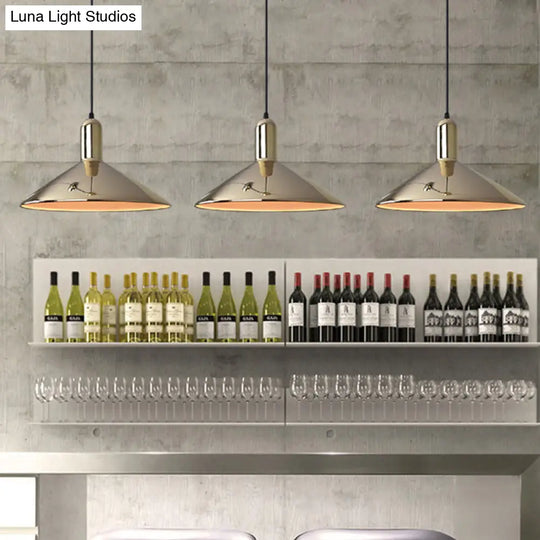 Industrial Style Pendant Light Fixture: Iron Gold/Silver Down Lighting 1-Bulb Perfect For Living