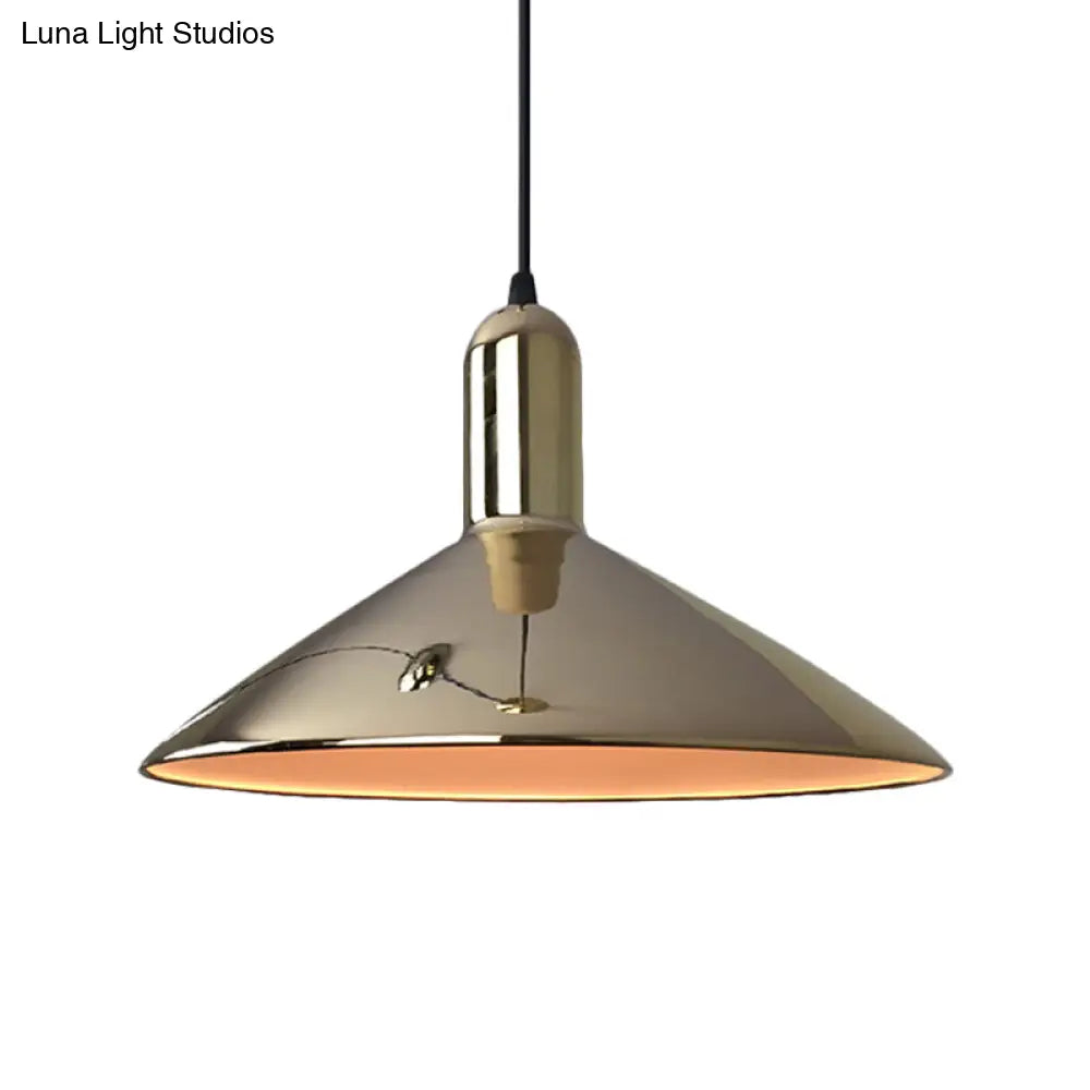 Industrial Style Pendant Light Fixture: Iron Gold/Silver Down Lighting 1-Bulb Perfect For Living