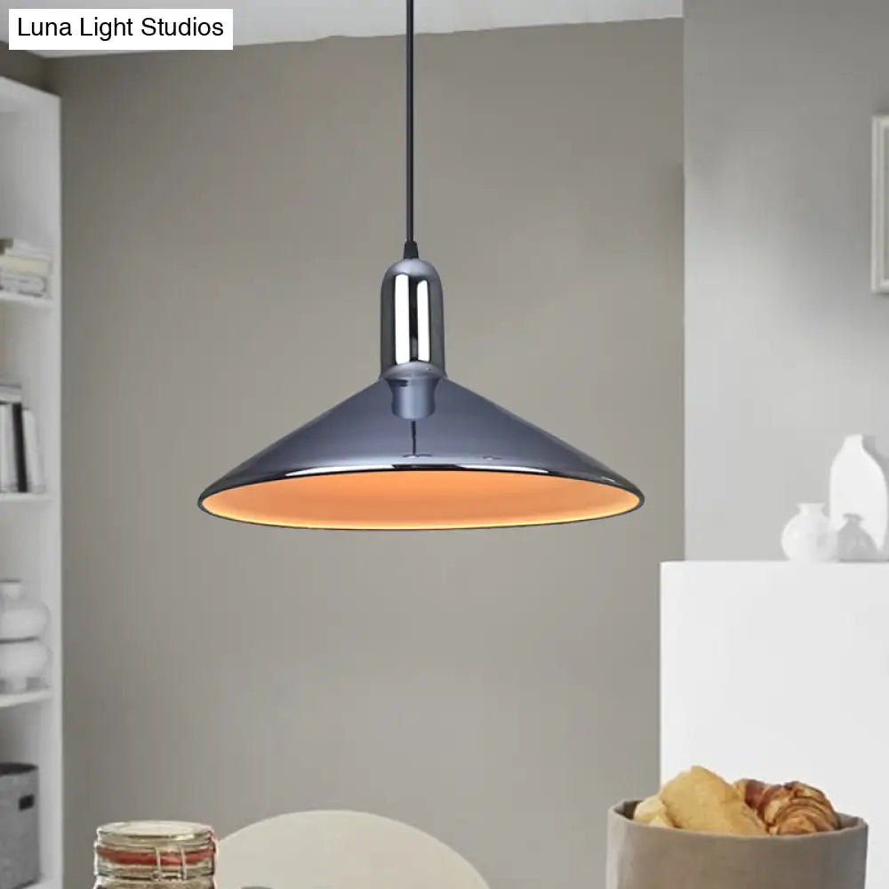 Industrial Style Pendant Light Fixture For Living Room - Iron Gold/Silver Down Lighting Tapered