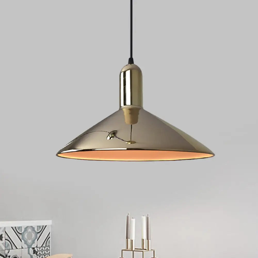 Industrial Style Pendant Light Fixture: Iron Gold/Silver Down Lighting 1-Bulb Perfect For Living