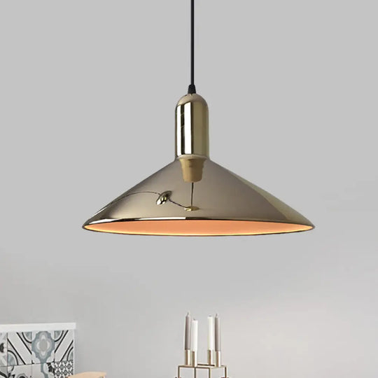 Industrial Style Pendant Light Fixture: Iron Gold/Silver Down Lighting 1-Bulb Perfect For Living