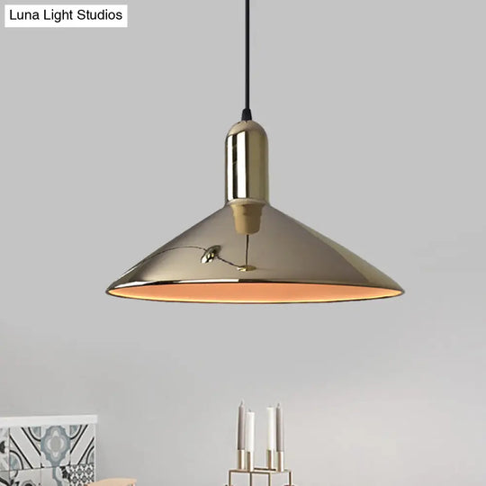 Industrial Style Pendant Light Fixture For Living Room - Iron Gold/Silver Down Lighting Tapered