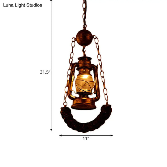 Industrial Style Hanging Lamp Kit - Clear Glass Brass Pendant Lighting With Curved Beam