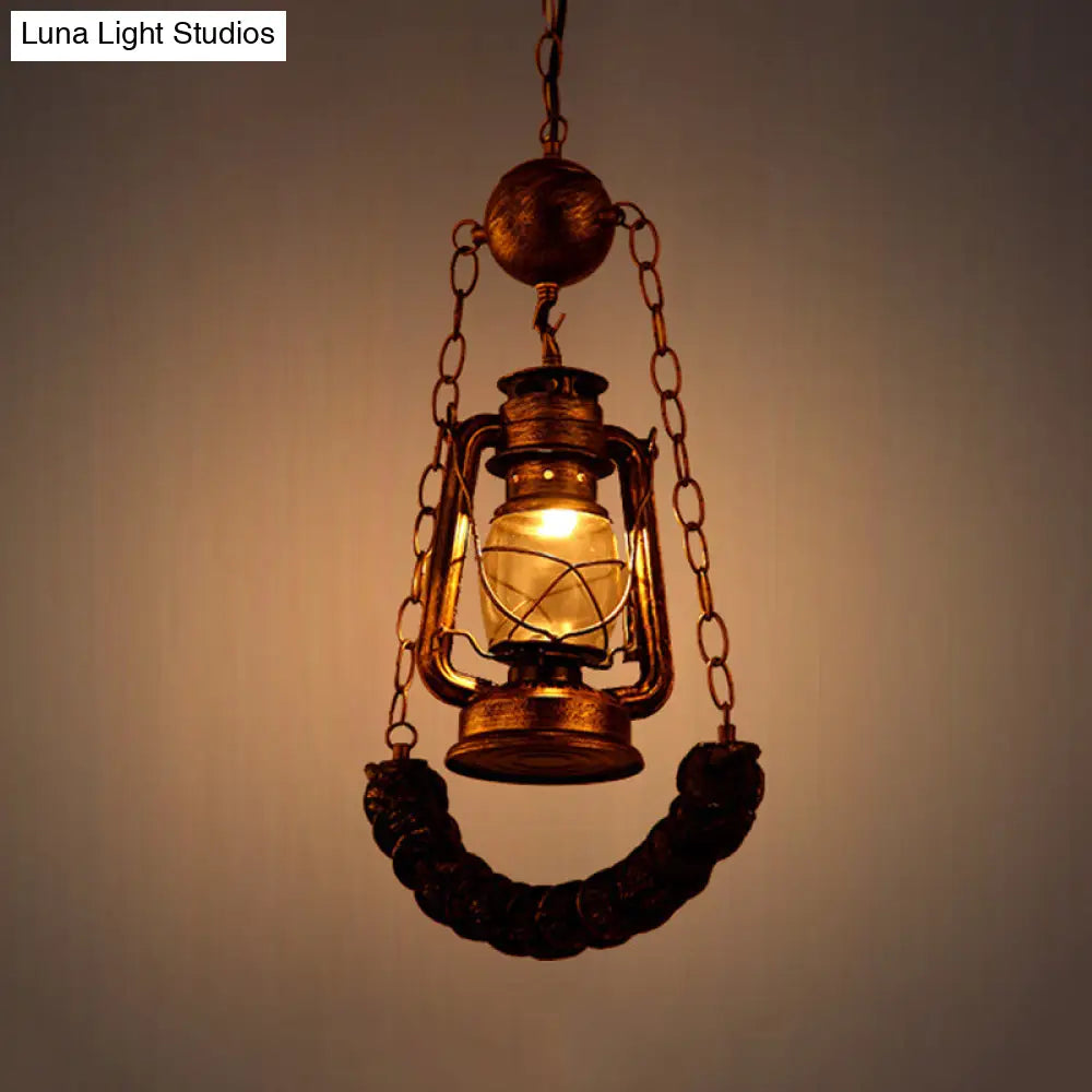 Industrial Style Hanging Lamp Kit - Clear Glass Brass Pendant Lighting With Curved Beam