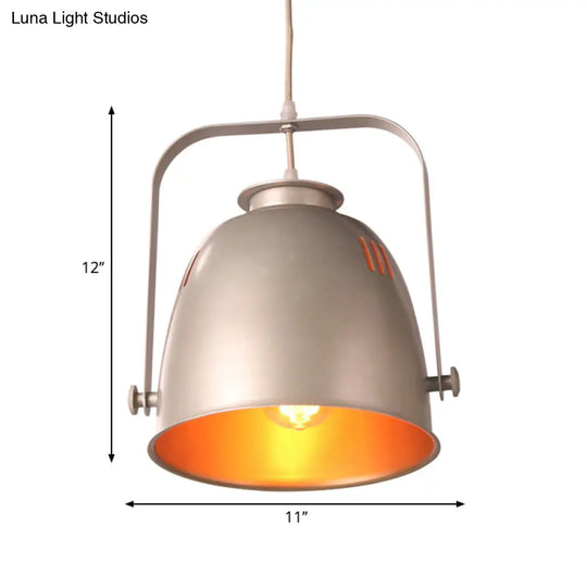 Industrial Style Gold Pendant Ceiling Light With Metallic Bucket Shade - Ideal For Restaurants