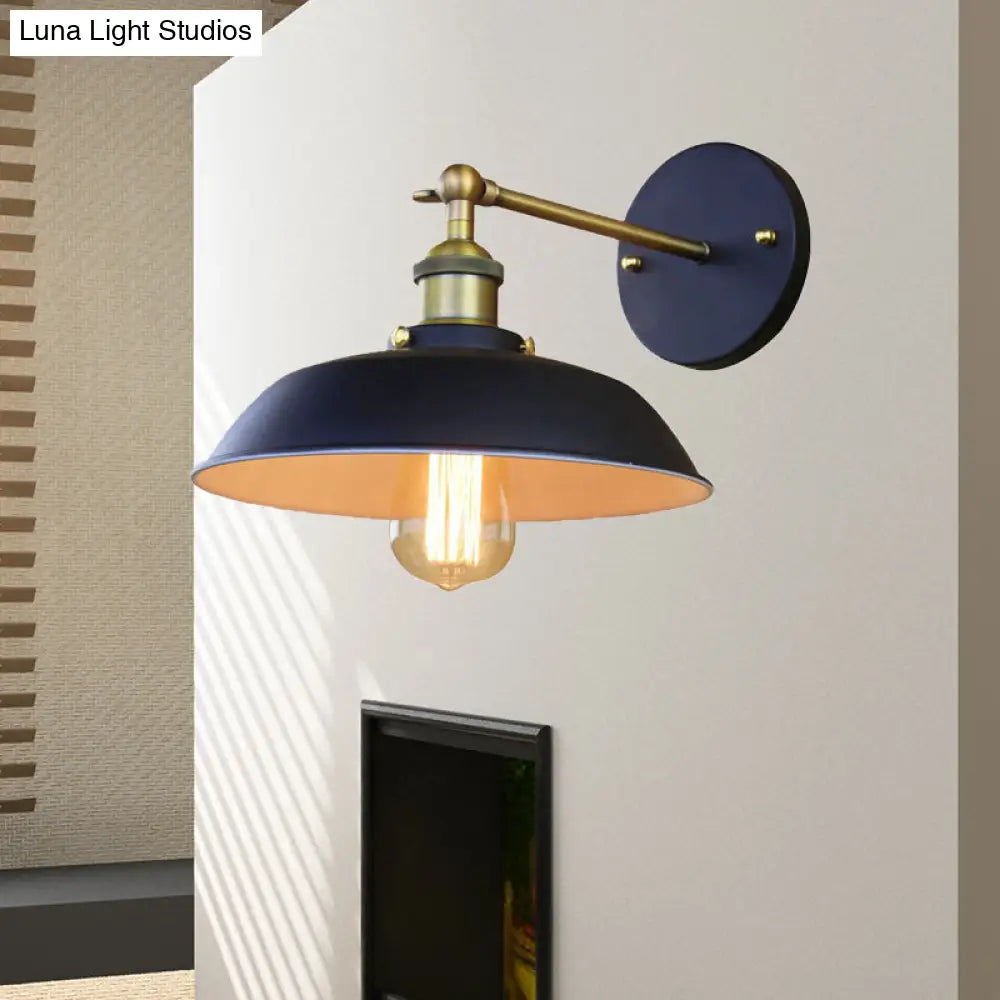 Industrial Style Rotatable Barn Metal Wall Sconce Lighting - Black Finish