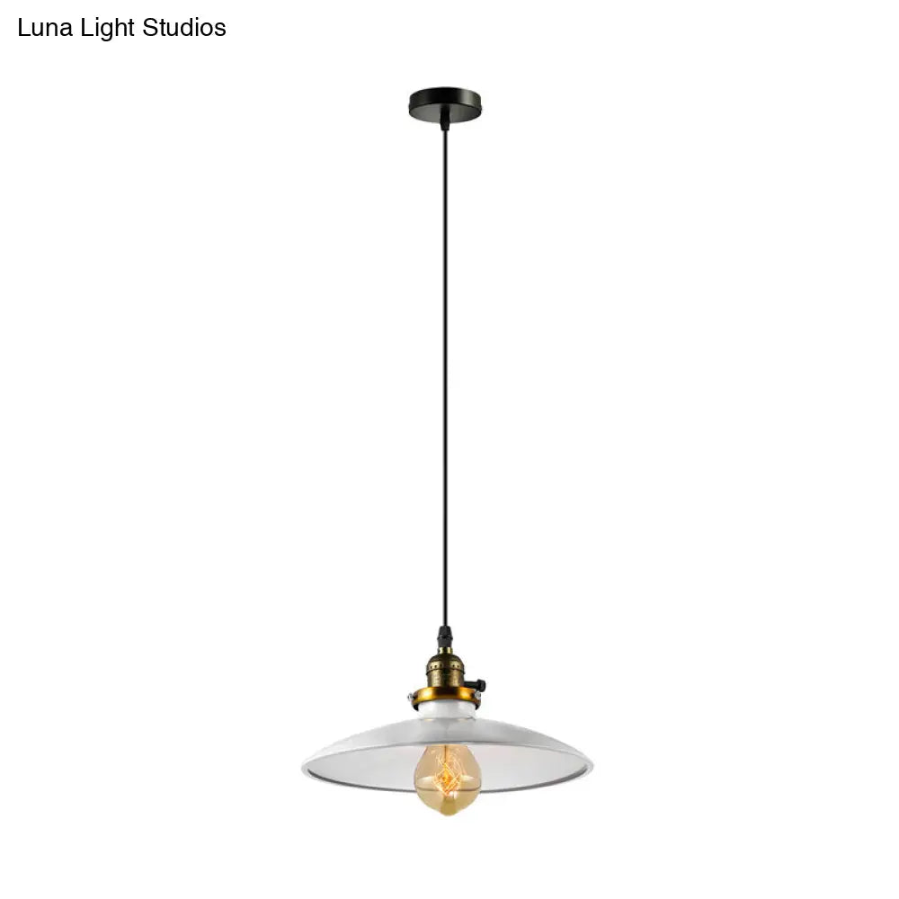 Industrial Style Saucer Metal Pendant Ceiling Light In Black/White - Perfect For Living Room