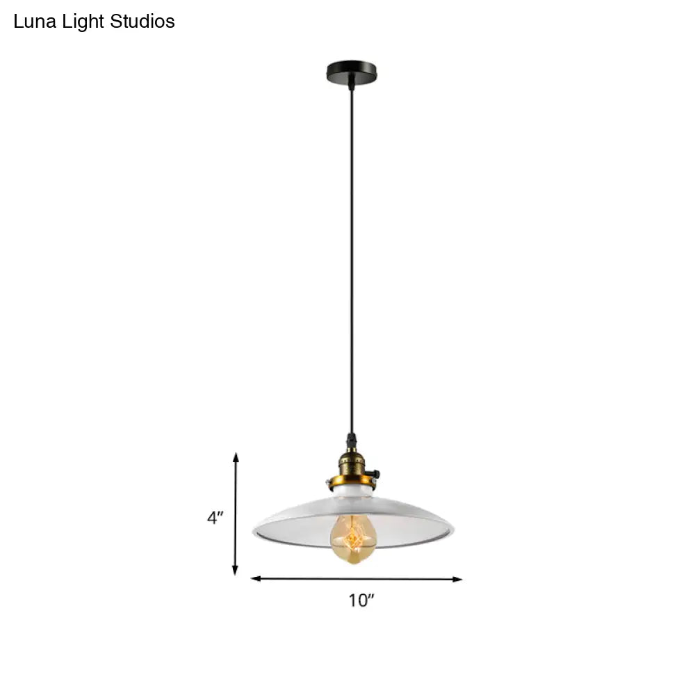 Industrial Style Saucer Metal Pendant Ceiling Light In Black/White For Living Room