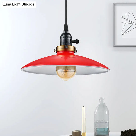 Industrial Style Saucer Metal Pendant Ceiling Light In Black/White - Perfect For Living Room Red