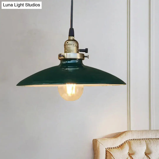 Industrial Style Saucer Metal Pendant Ceiling Light In Black/White - Perfect For Living Room Green