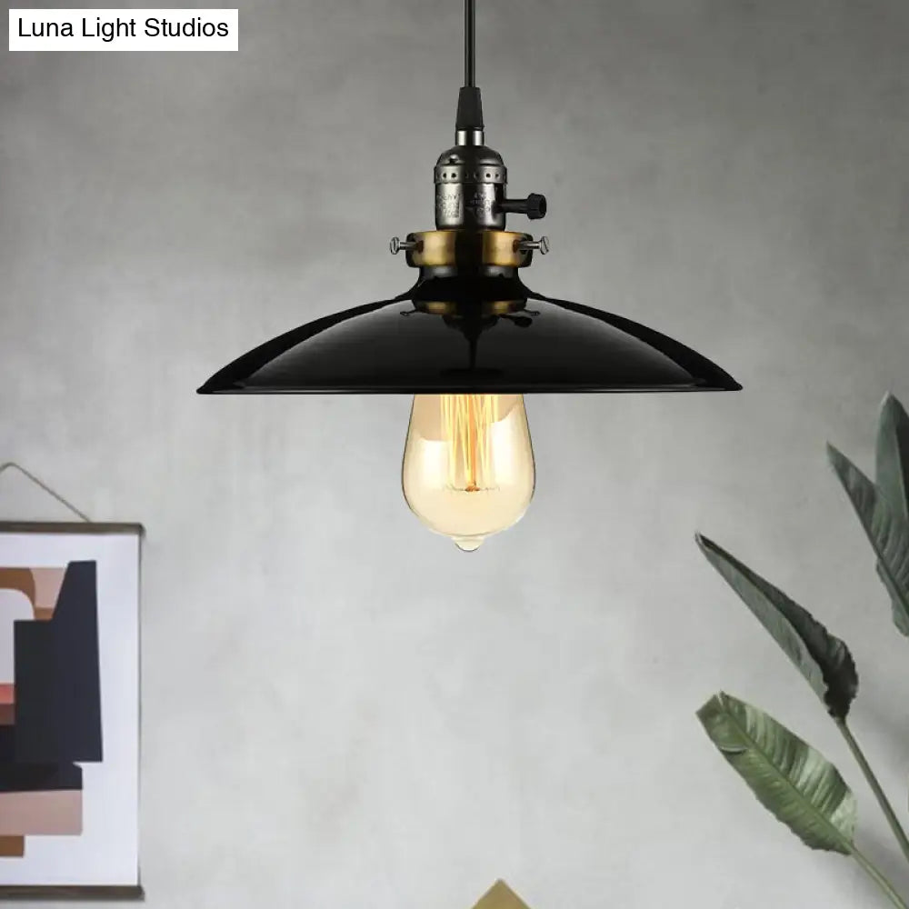 Industrial Style Saucer Metal Pendant Ceiling Light In Black/White - Perfect For Living Room Black