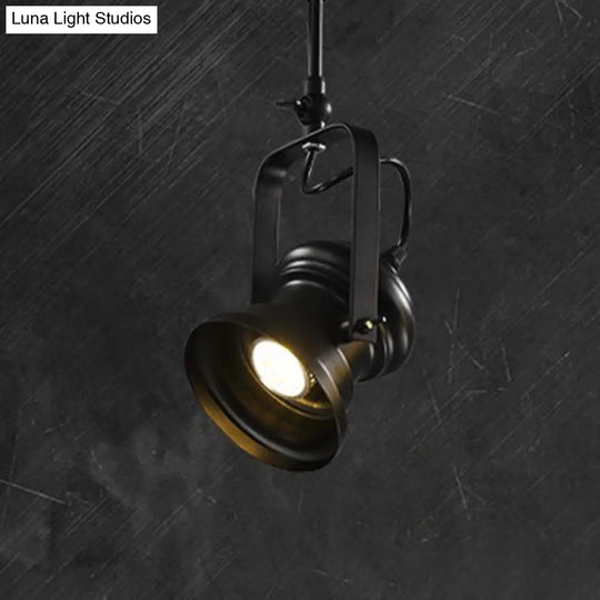 Industrial Style Semi Flush Mount Light Fixture 1-Light Metal Camera Spotlight Mount Lamp In Black