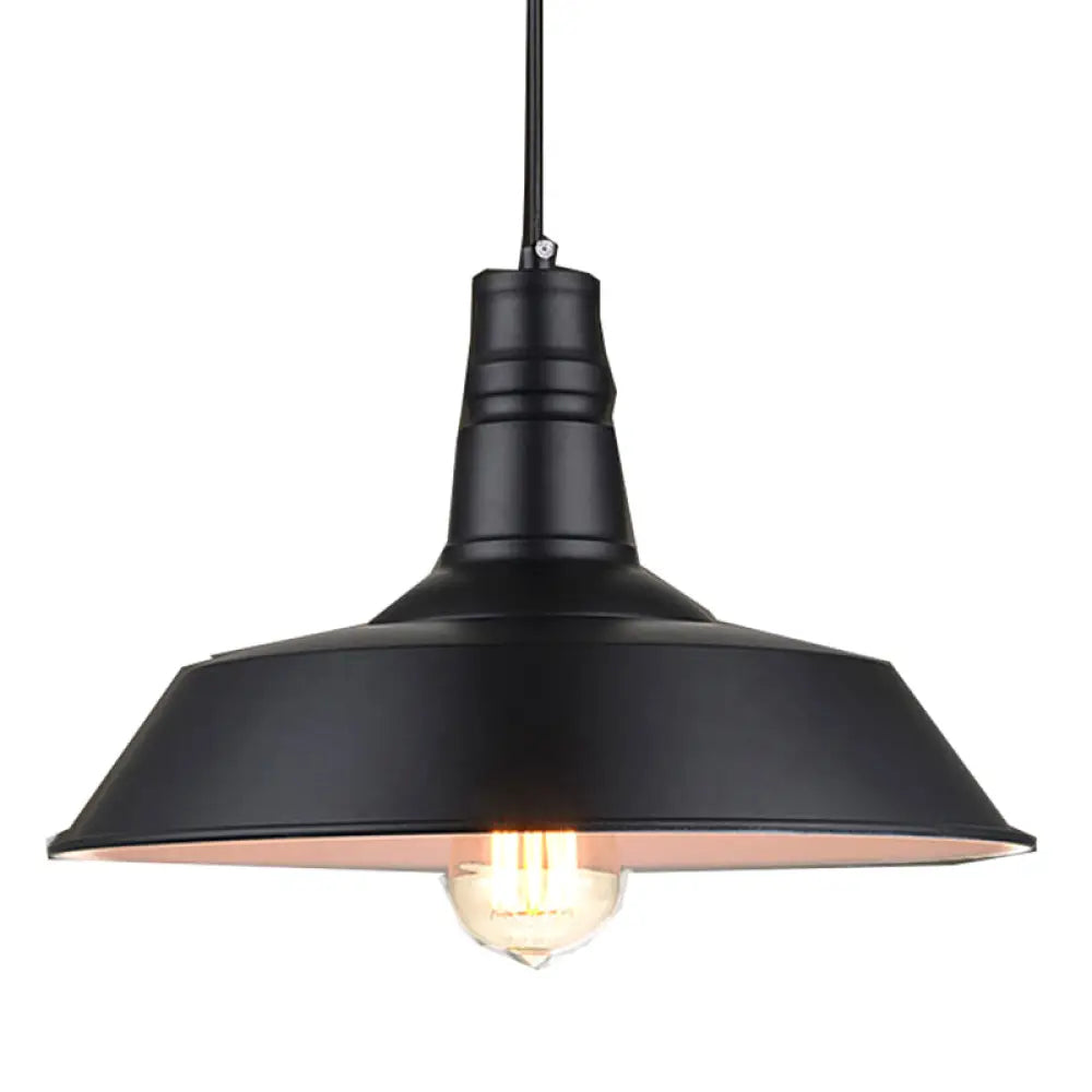 Industrial Style Shaded Pendant Light Fixture For Dining Room Black / 14