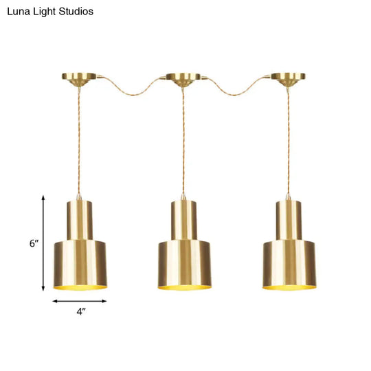 Industrial-Style Metal Gold Finish Tandem Multi Ceiling Light Pendant Lamp - 3/5/7 Heads