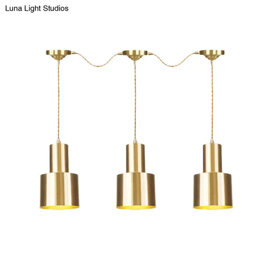 Industrial-Style Tandem Ceiling Pendant Lamp With Metal Gold Finish (3/5/7 Heads)