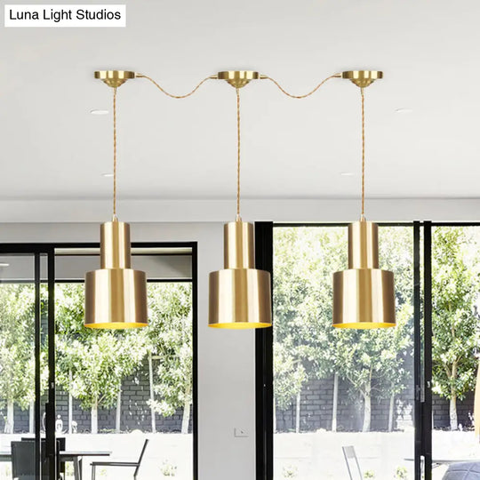 Industrial-Style Tandem Ceiling Pendant Lamp With Metal Gold Finish (3/5/7 Heads)