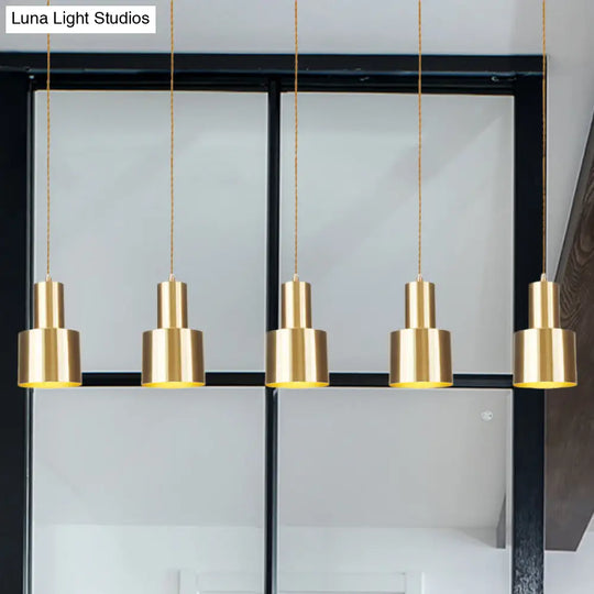 Industrial-Style Metal Gold Finish Tandem Multi Ceiling Light Pendant Lamp - 3/5/7 Heads 5 /