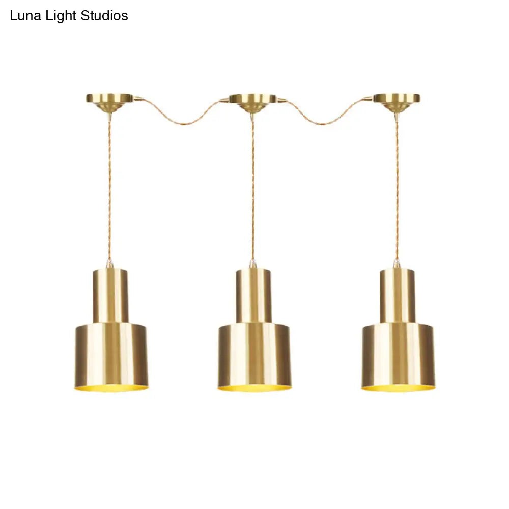 Industrial-Style Metal Gold Finish Tandem Multi Ceiling Light Pendant Lamp - 3/5/7 Heads