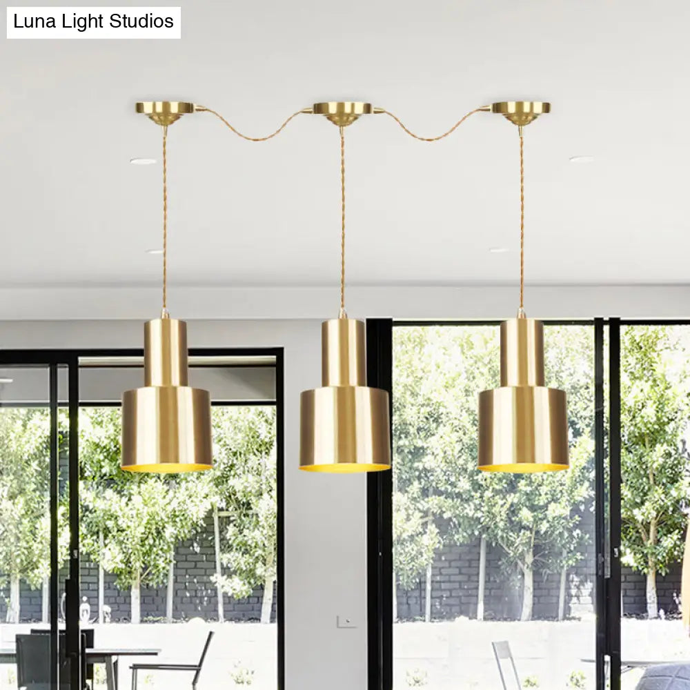 Industrial-Style Metal Gold Finish Tandem Multi Ceiling Light Pendant Lamp - 3/5/7 Heads