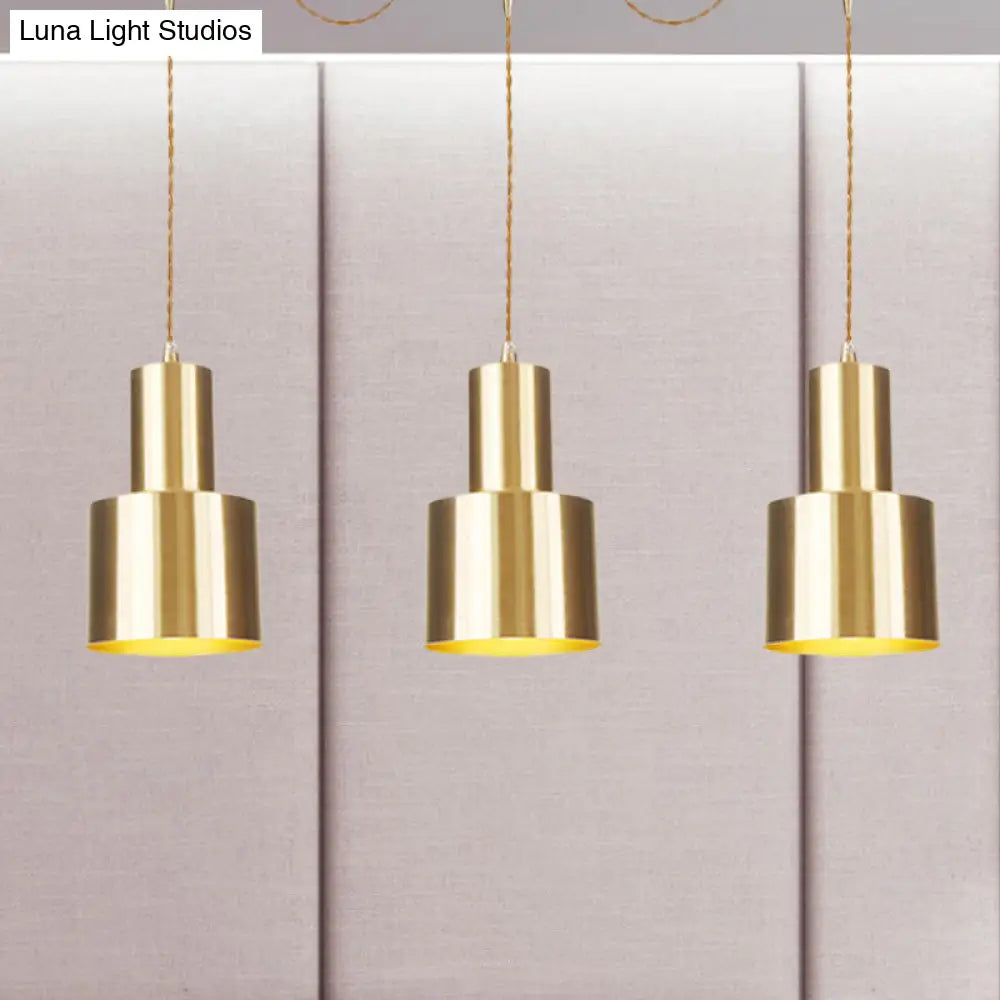 Industrial-Style Metal Gold Finish Tandem Multi Ceiling Light Pendant Lamp - 3/5/7 Heads 3 /