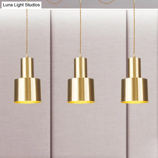 Industrial-Style Metal Gold Finish Tandem Multi Ceiling Light Pendant Lamp - 3/5/7 Heads 3 /