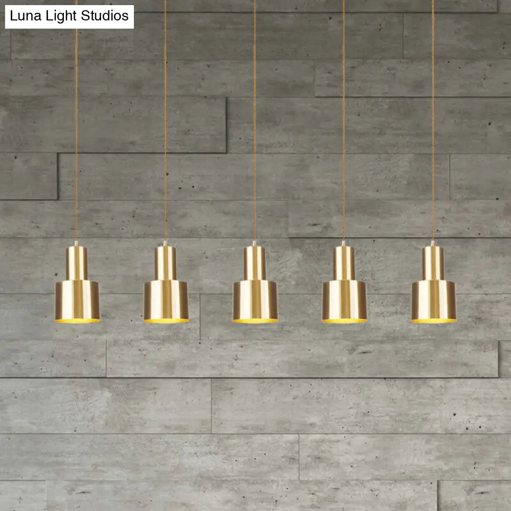 Industrial-Style Metal Gold Finish Tandem Multi Ceiling Light Pendant Lamp - 3/5/7 Heads